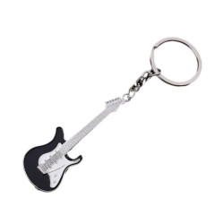 Porte-clés métallique en forme de guitare électrique noire