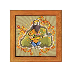 Dessous de plat : Guitariste hippie