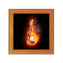 Dessous de plat : Guitare rouge en feu