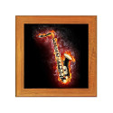 Dessous de plat : Saxophone noir en feu