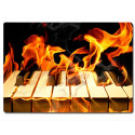 Planche à découper en verre : Clavier de piano en feu