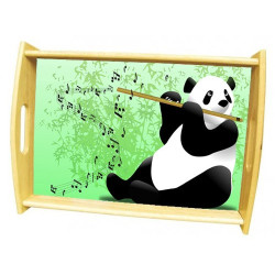 Plateau repas en bois : Panda flûtiste