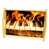 Plateau repas en bois : Clavier de piano en feu