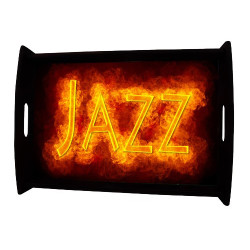Plateau repas en bois : Jazz en feu