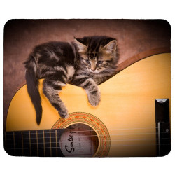 Tapis de souris 23 cm x 19 cm : Chat sur une guitare