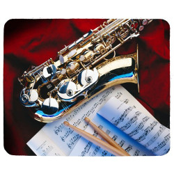 Tapis de souris 23 cm x 19 cm : Saxophone, baguettes, partition