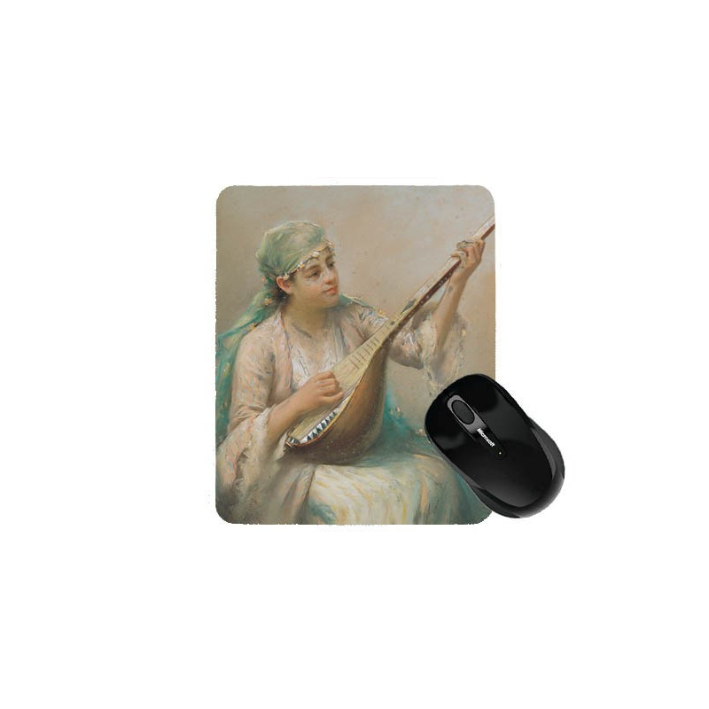 Tapis de souris 23 cm x 19 cm : Femme jouant d'un instrument à cordes par Fausto Zonaro