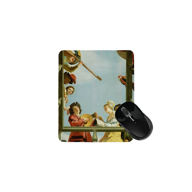 Tapis de souris 23 cm x 19 cm : Groupe musical sur un balcon par Honthorst
