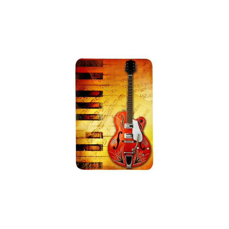 Tapis de souris 27 cm x 20 cm : Clavier de piano et guitare rouge