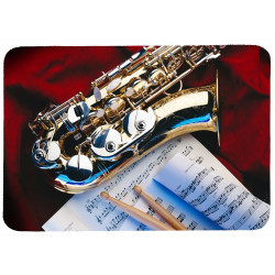 Tapis de souris 27 cm x 20 cm : Saxophone, baguettes, partition