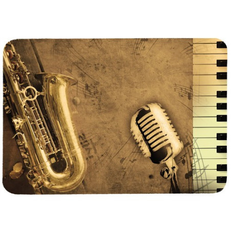 Tapis de souris 27 cm x 20 cm : Saxophone, micro et clavier de piano