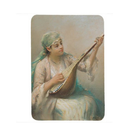Tapis de souris 27 cm x 20 cm : Femme jouant d'un instrument à cordes par Fausto Zonaro