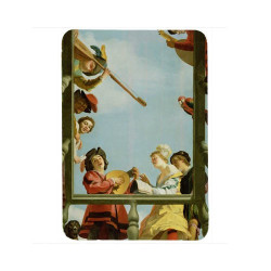 Tapis de souris 27 cm x 20 cm : Groupe musical sur un balcon par Honthorst