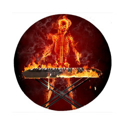 Tapis de souris rond : Squelette pianiste en feu