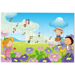 Puzzle Enfants faisant de la musique sur des fleurs
