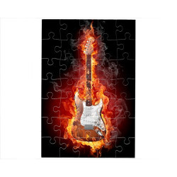 Puzzle Guitare marron en feu