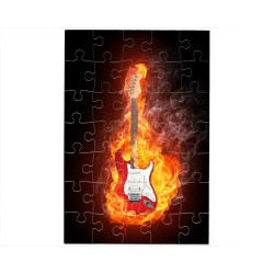 Puzzle Guitare rouge en feu