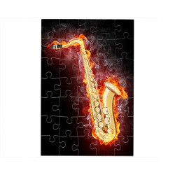 Puzzle Saxophone jaune en feu