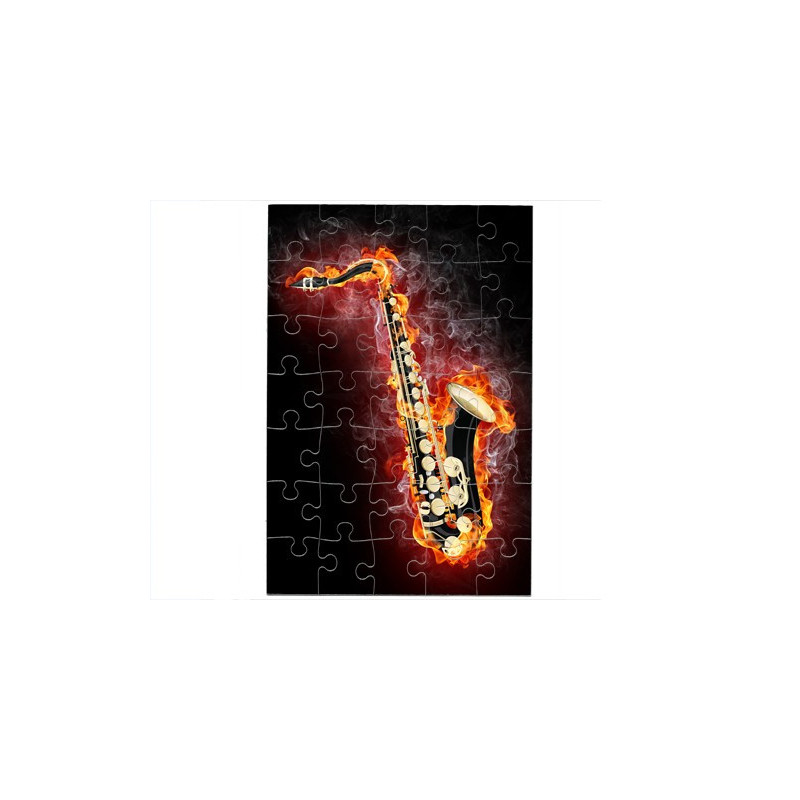 Puzzle Saxophone noir en feu