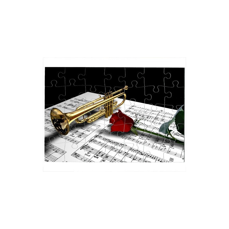 Puzzle Trompette, rose, partition