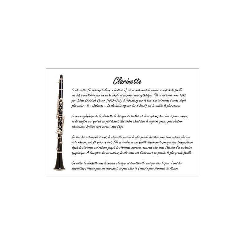 Poster éducatif : la clarinette