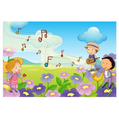 Poster Enfants sur des fleurs