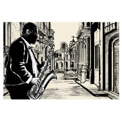 Poster Dessin de saxophoniste
