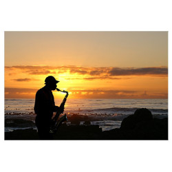 Poster Saxophoniste sur une plage