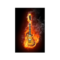 Poster Guitare jazz en feu