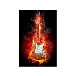 Poster Guitare marron en feu