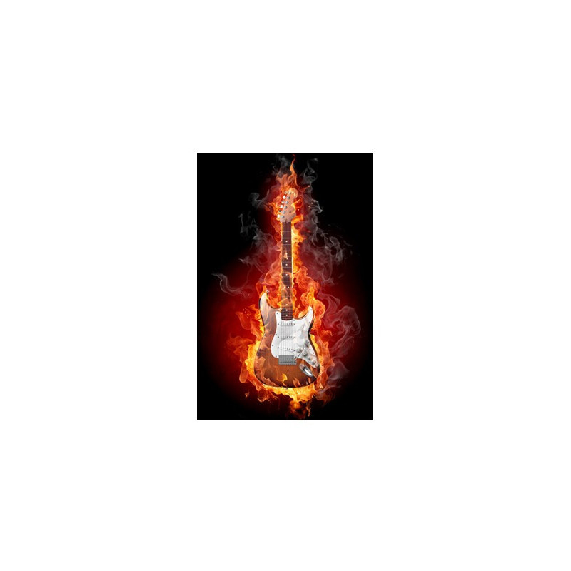 Poster Guitare marron en feu