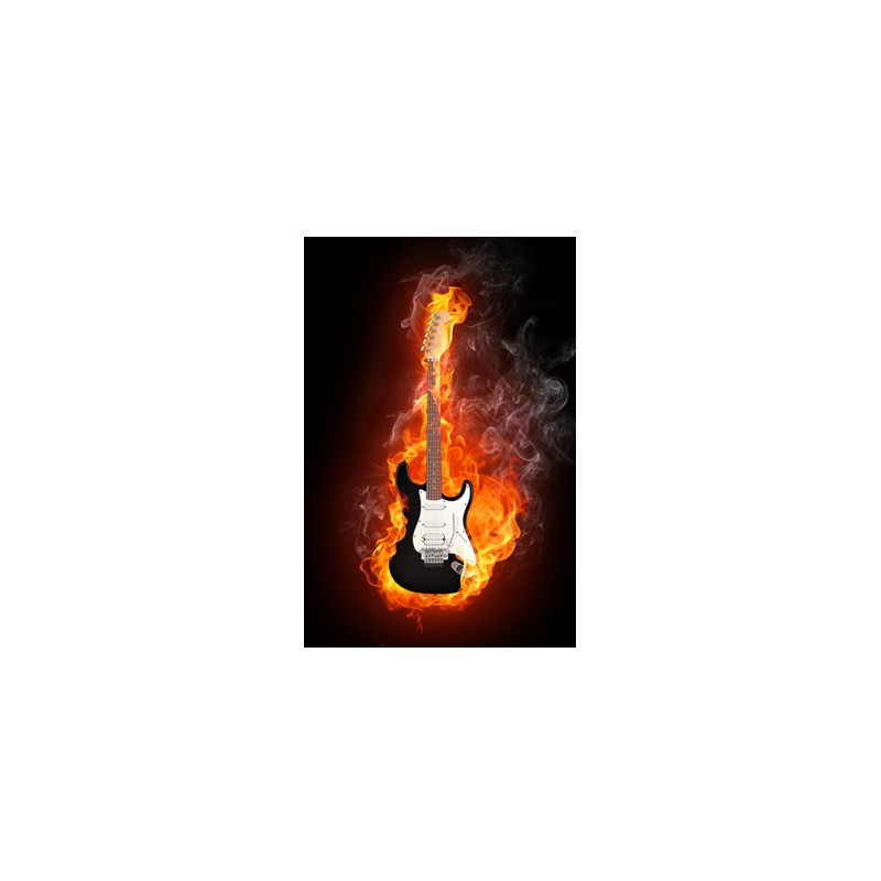Poster Guitare noire en feu