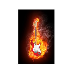Poster Guitare rouge en feu