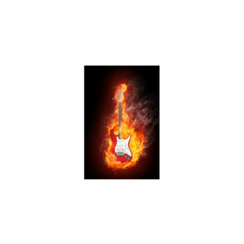 Poster Guitare rouge en feu
