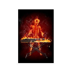 Poster Squelette de pianiste en feu