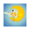 Poster Chien et fille qui siffle sur la lune