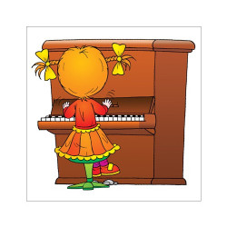 Poster Fille de dos jouant du piano