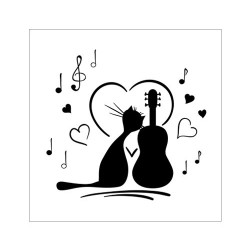 Poster Guitare, chat, coeurs