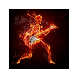 Poster Squelette guitariste en feu