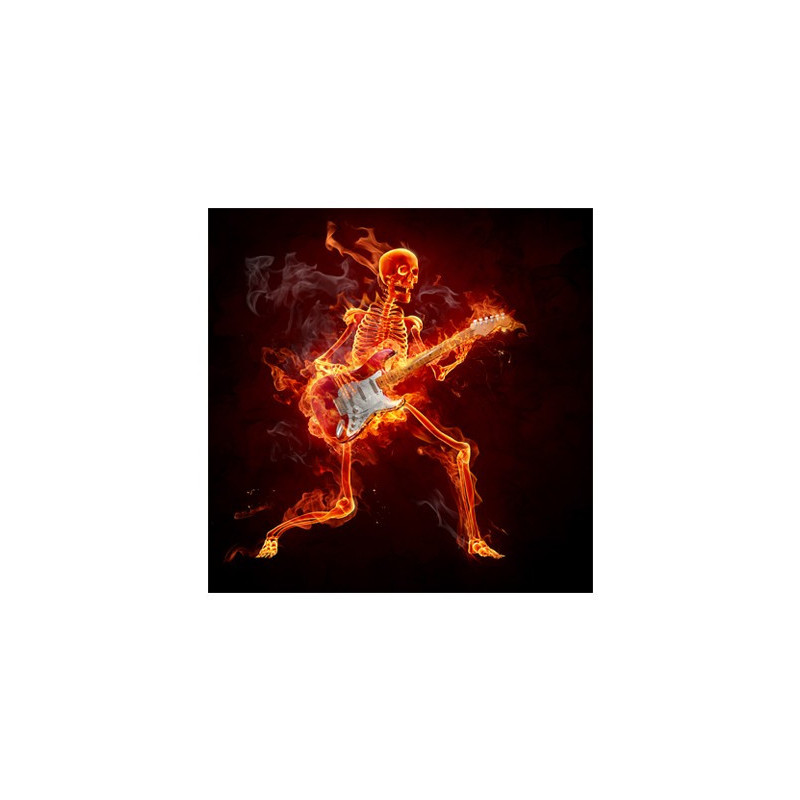 Poster Squelette guitariste en feu
