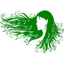 Sticker Visage de fille avec notes de musique dans les cheveux