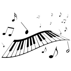 Sticker Clavier de piano avec notes de musique