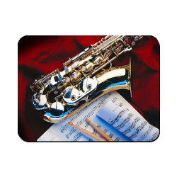 Aimant Saxophone sur un drap rouge