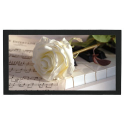 Tapis de bar : Piano, rose blanche, partition