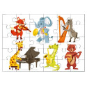 Puzzle en bois 30 pièces : Animaux musiciens