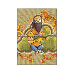 Puzzle en bois 30 pièces : Guitariste hippie