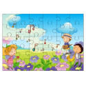 Puzzle en bois 30 pièces : Musiciens sur des fleurs