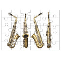 Puzzle en bois 30 pièces : 4 vues du saxophone