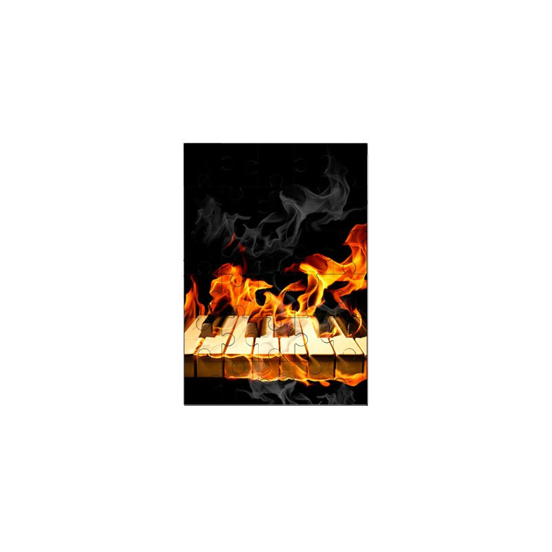 Puzzle en bois 30 pièces : Clavier de piano en feu