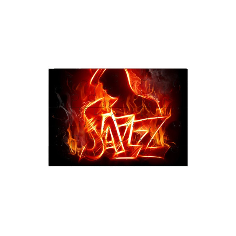 Puzzle en bois 30 pièces : Saxophoniste jazz en feu